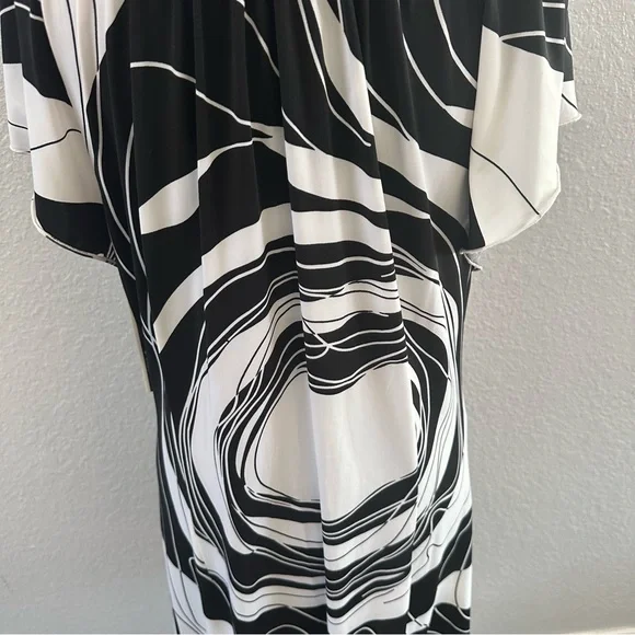 Sandra Darren Black White Abstract Print Short Sleeve Dress XL NWT - Picture 7 of 12